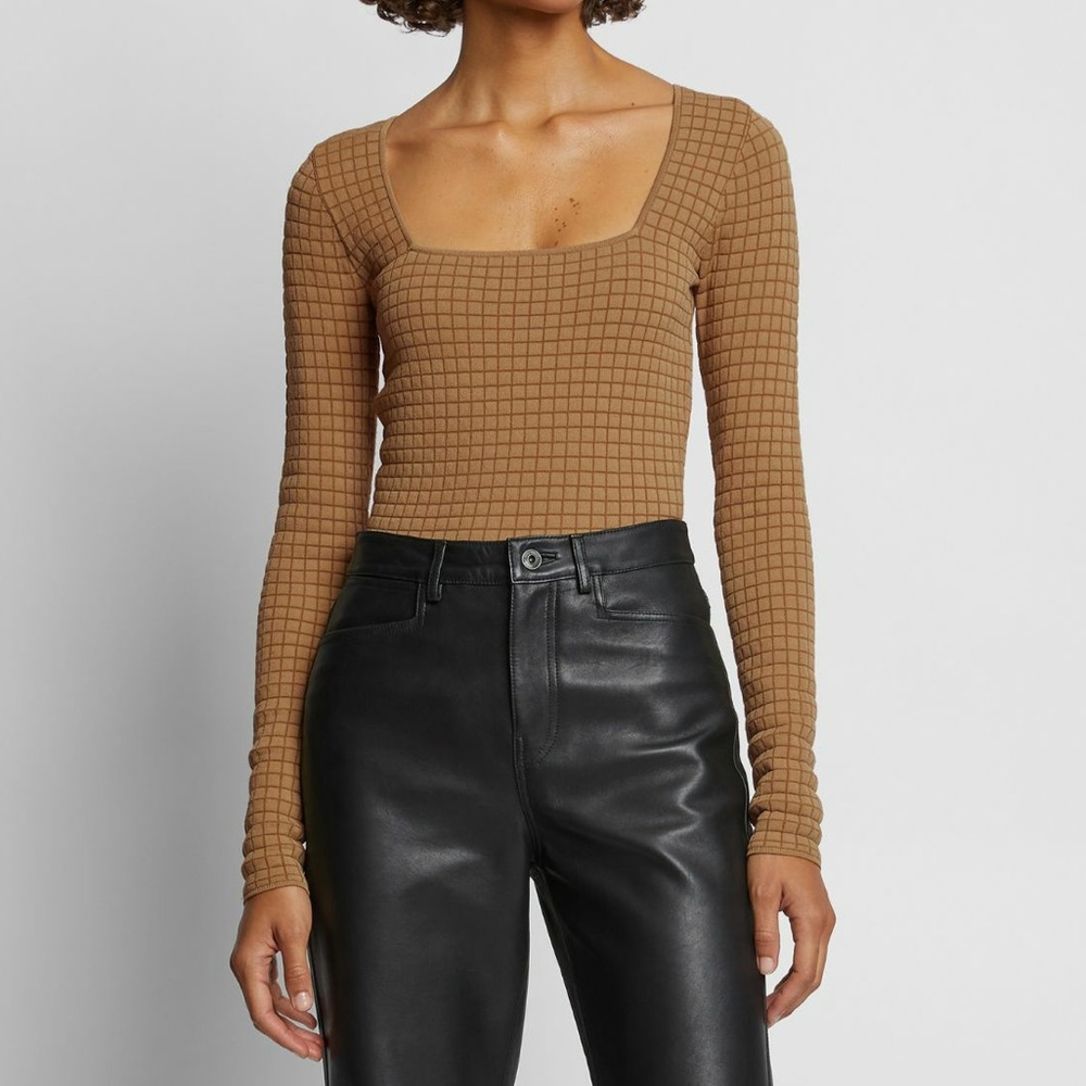 Proenza Schouler Quilted Square Neck Long Sleeve Top